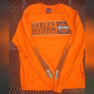Harley Davidson XL Mens Long Sleeve Predominatly Orange Graphic T-shirt